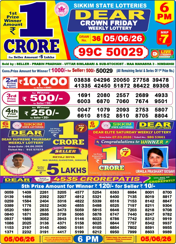 Lottery Result 6PM
