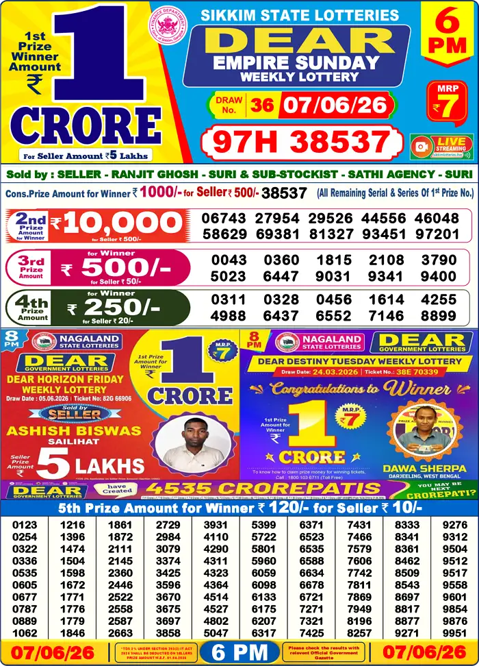 Lottery Result 6PM