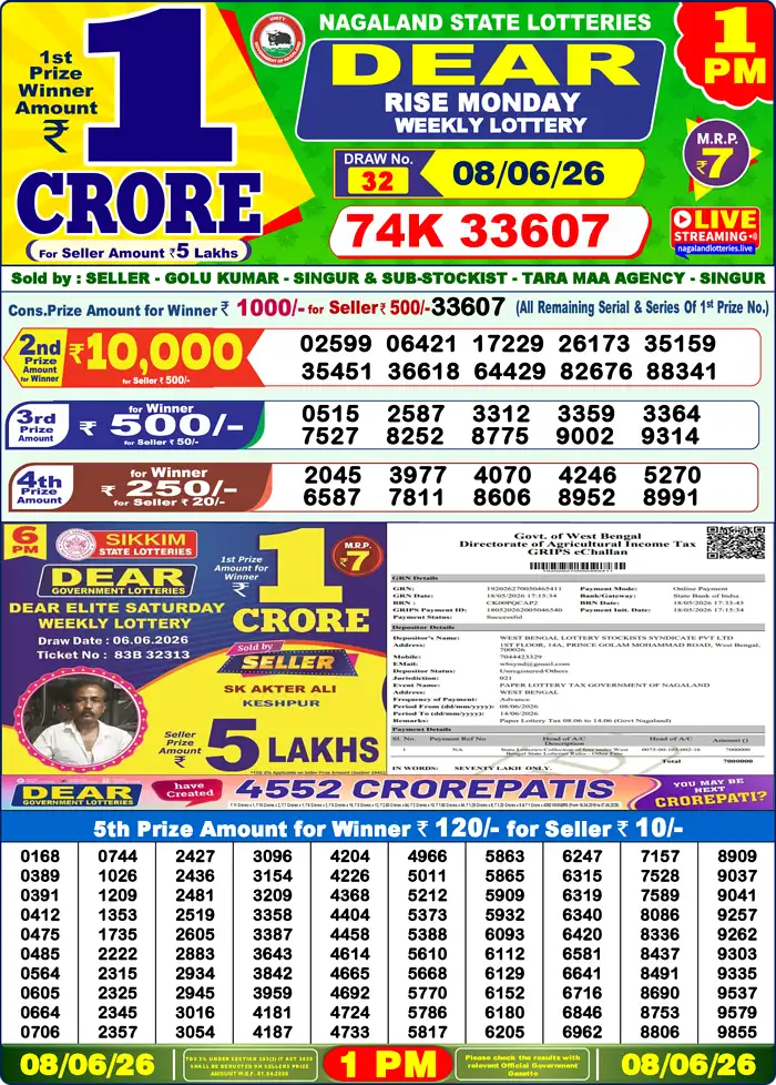 Lottery Result 1PM