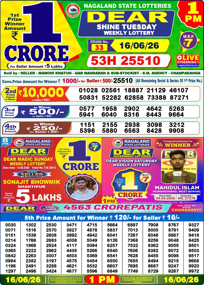 Lottery Result 1PM