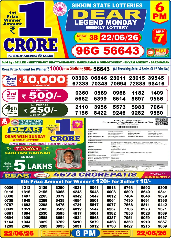 Lottery Result 6PM