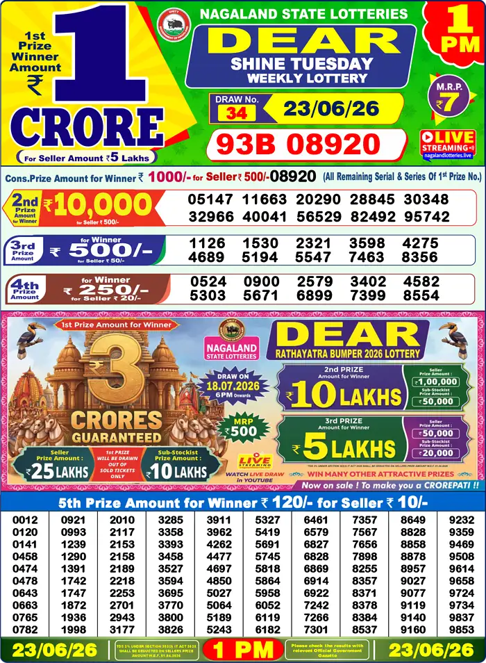 Lottery Result 1PM