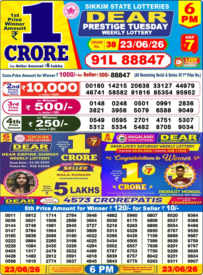Lottery Result 6PM