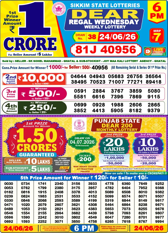 Lottery Result 6PM