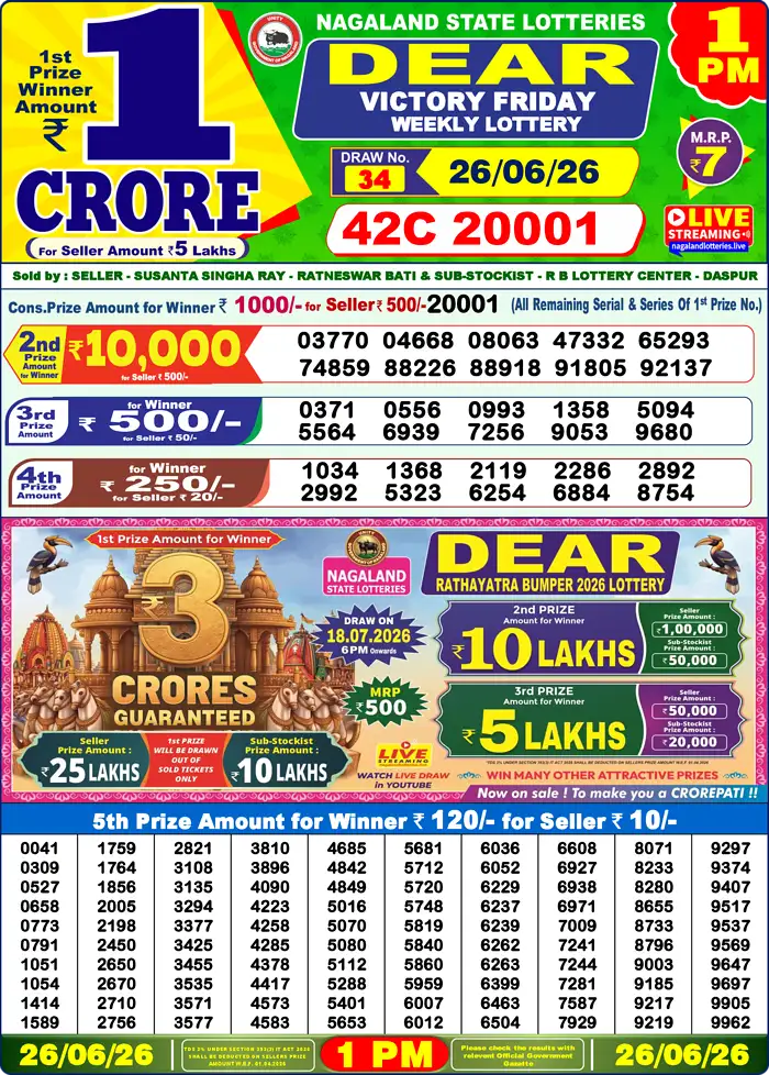 Lottery Result 1PM