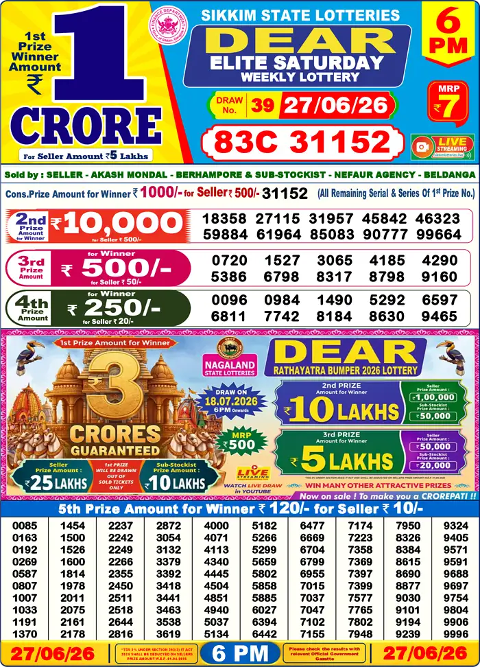 Lottery Result 6PM