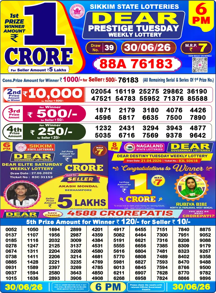 Lottery Result 6PM