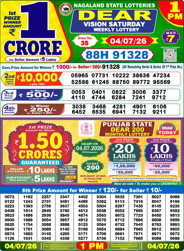Lottery Result 1PM