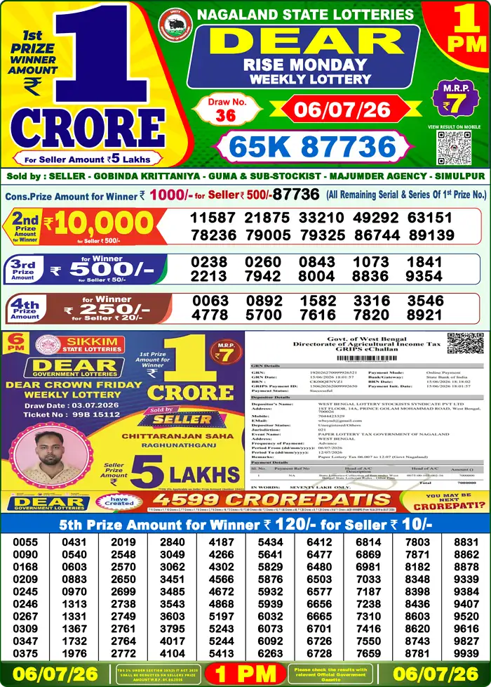 Lottery Result 1PM
