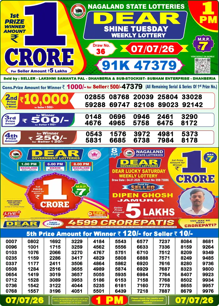 Lottery Result 1PM