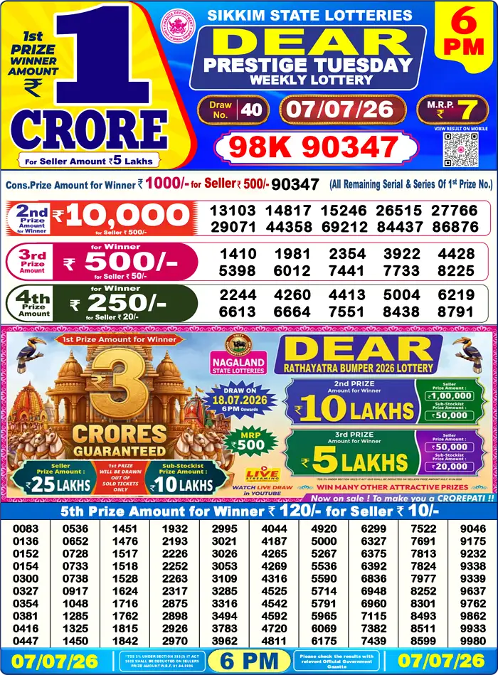 Lottery Result 6PM