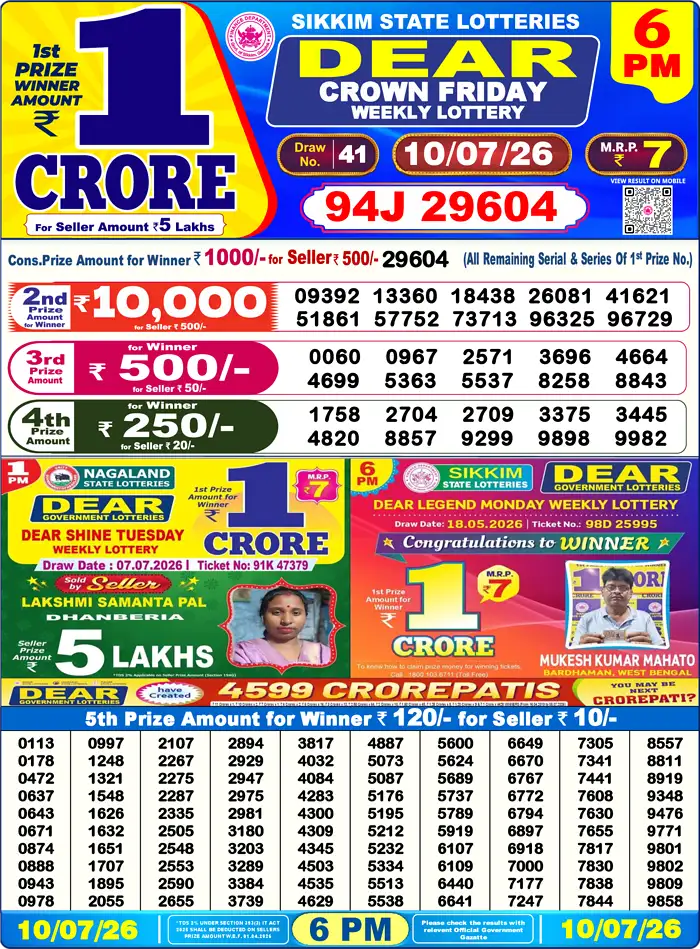 Lottery Result 6PM