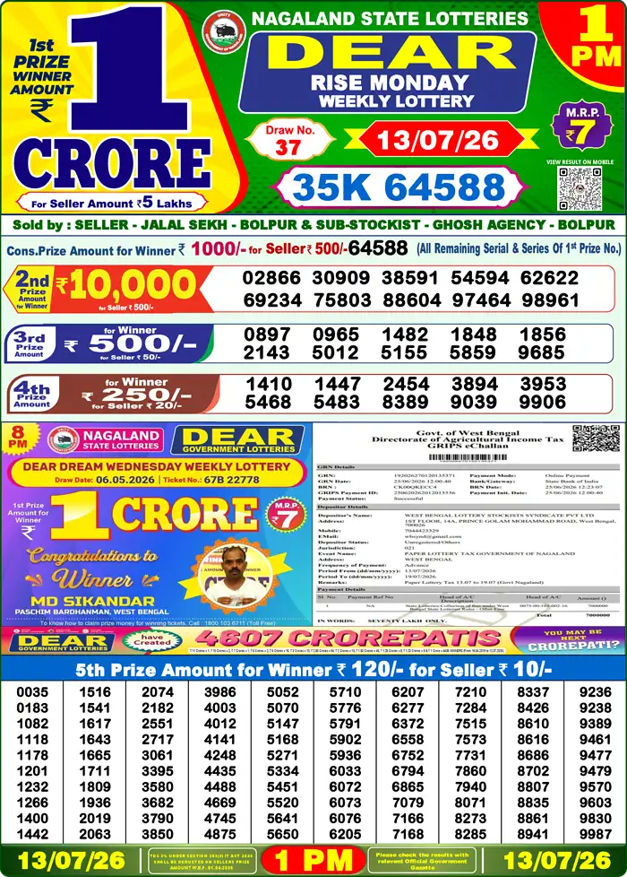 Lottery Result 1PM