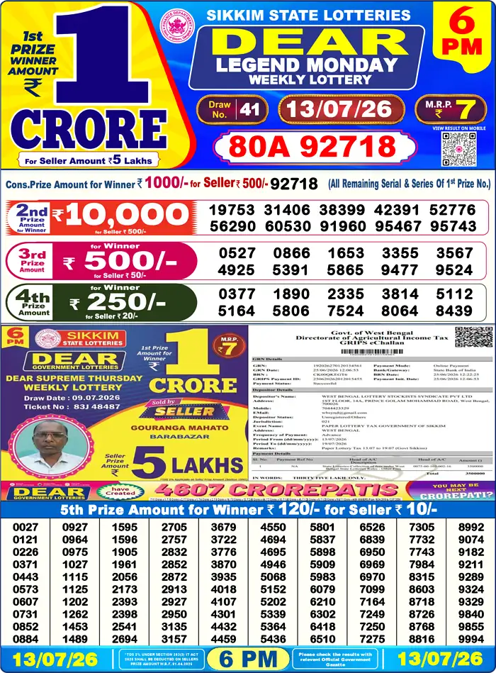 Lottery Result 6PM