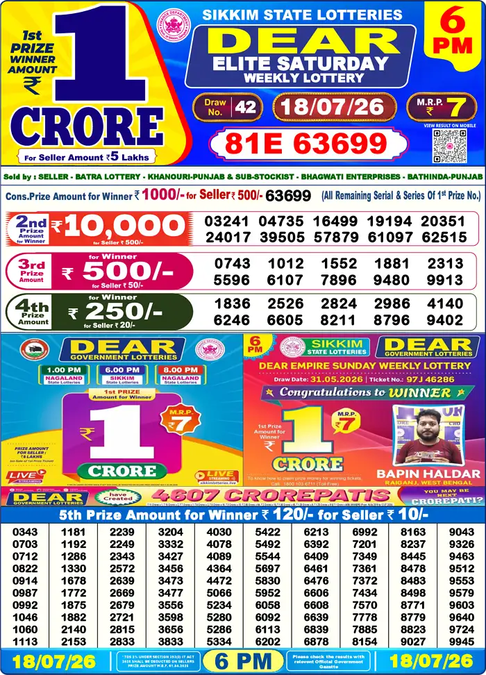 Lottery Result 6PM
