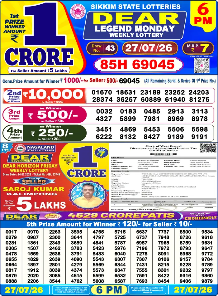 Lottery Result 6PM
