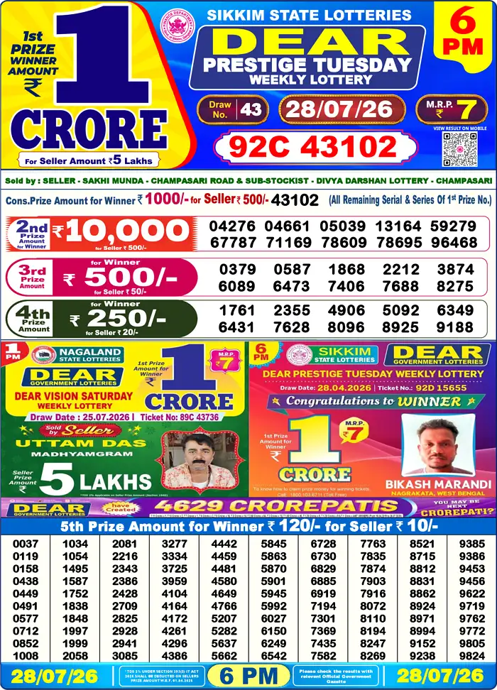 Lottery Result 6PM