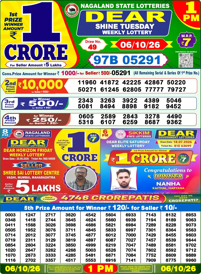 Lottery Result 1PM