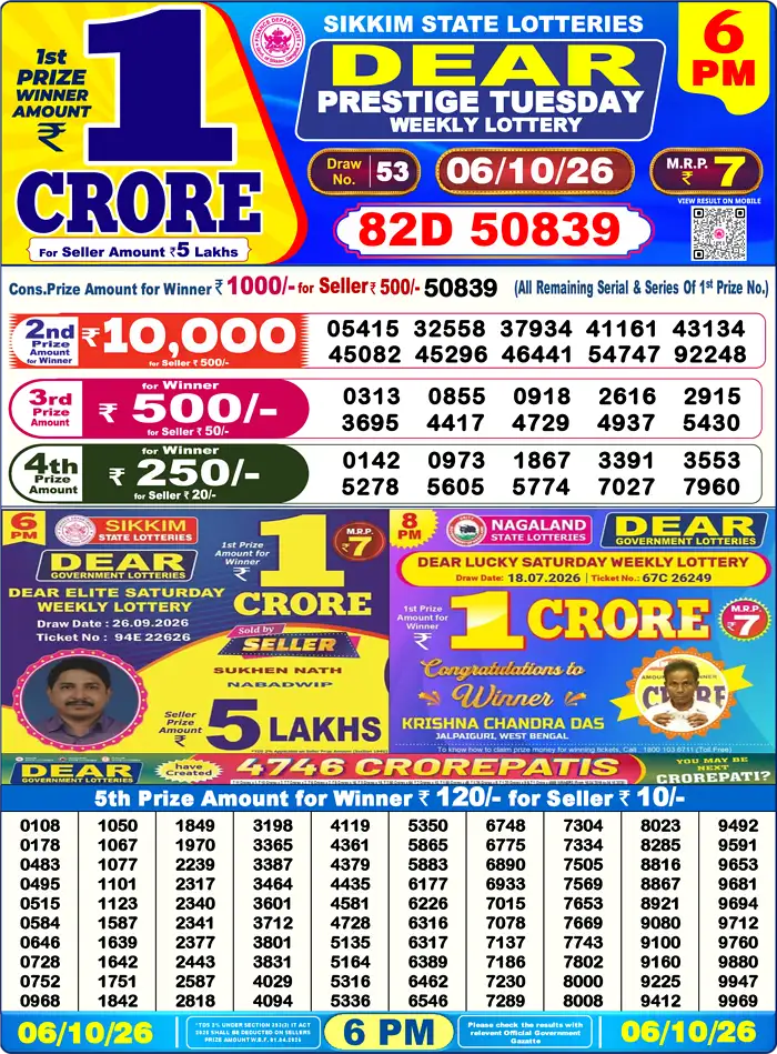 Lottery Result 6PM